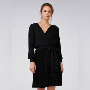 NWT Ever Melbourne (Neiman Marcus) Cindy Pleat” black knit dress